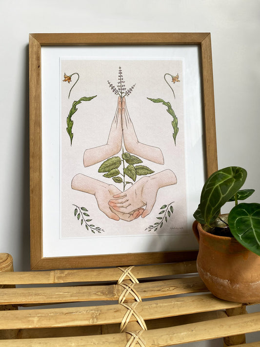 Botanical Prints with hands in Toronto, Ontario, Canada